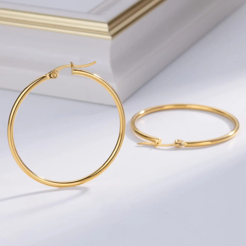 Women Gold Plated Stainless Steel  Hoop Earrings 